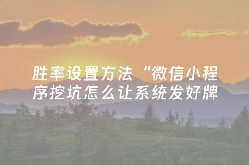 胜率设置方法“微信小程序挖坑怎么让系统发好牌”（必赢神器)