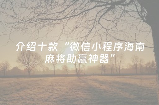 介绍十款“微信小程序海南麻将助赢神器”（辅助软件)