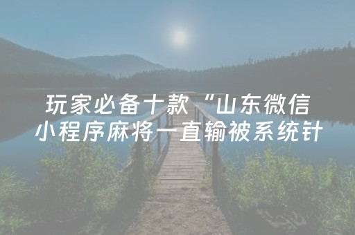 玩家必备十款“山东微信小程序麻将一直输被系统针对了吗”（软挂神器)