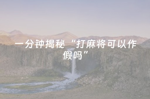 一分钟揭秘“打麻将可以作假吗”（免费辅助)