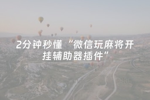 2分钟秒懂“微信玩麻将开挂辅助器插件”（胜率到哪调)