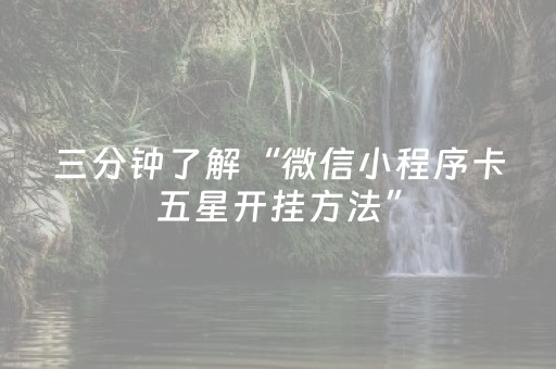 三分钟了解“微信小程序卡五星开挂方法”（万能开挂神器)