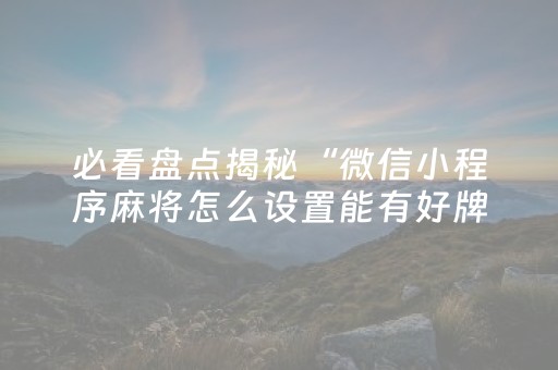 必看盘点揭秘“微信小程序麻将怎么设置能有好牌”（辅助软件)