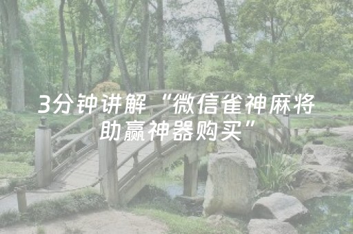 3分钟讲解“微信雀神麻将助赢神器购买”（插件开挂免费AI)