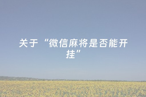 关于“微信麻将是否能开挂”（攻略插件)