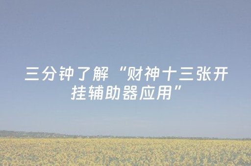 三分钟了解“财神十三张开挂辅助器应用”（怎么设置才能赢)