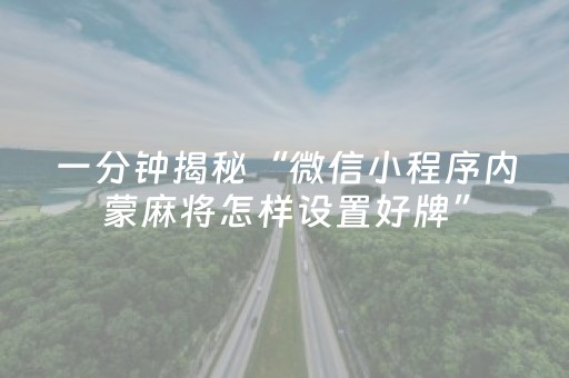 一分钟揭秘“微信小程序内蒙麻将怎样设置好牌”（万能开挂器)