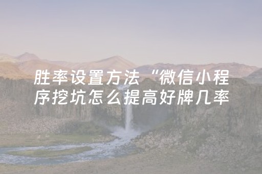 胜率设置方法“微信小程序挖坑怎么提高好牌几率”（开挂神器下载)