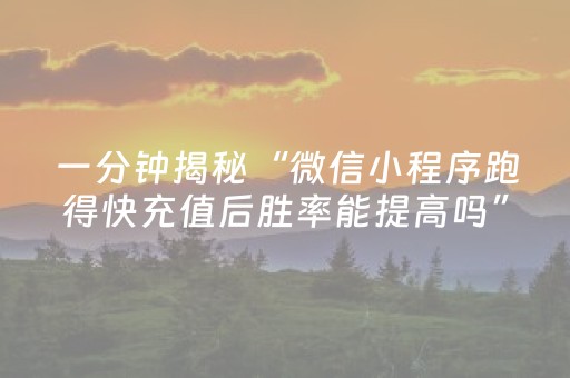 一分钟揭秘“微信小程序跑得快充值后胜率能提高吗”（是否能开挂)