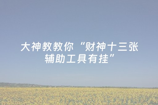 大神教教你“财神十三张辅助工具有挂”（怎么能让牌好一点)