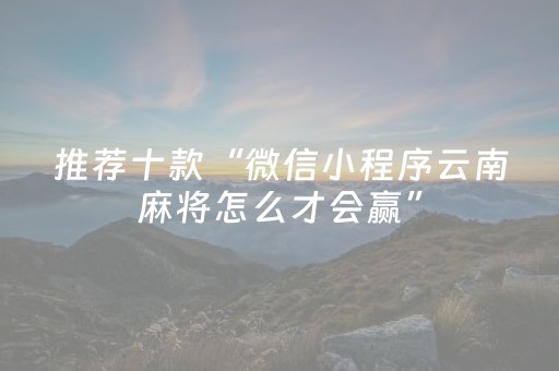 推荐十款“微信小程序云南麻将怎么才会赢”（开挂辅助插件)