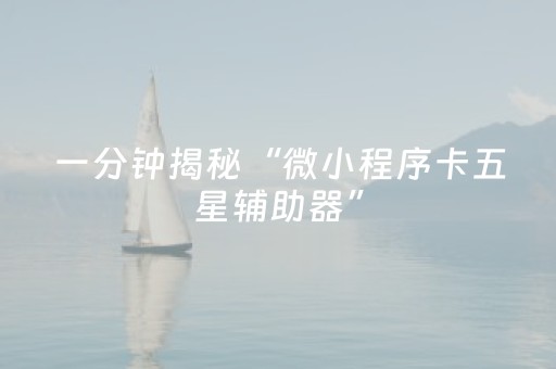 一分钟揭秘“微小程序卡五星辅助器”（免费专用神器)