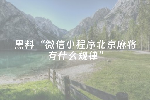 黑料“微信小程序北京麻将有什么规律”（外辅工具)
