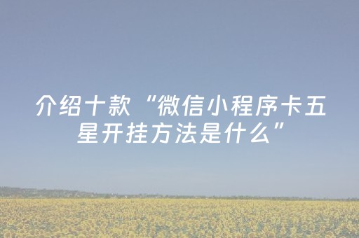 介绍十款“微信小程序卡五星开挂方法是什么”（怎么能让牌好一点)