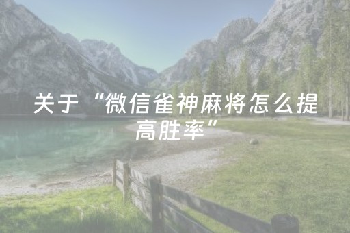 关于“微信雀神麻将怎么提高胜率”（辅助神器免费)