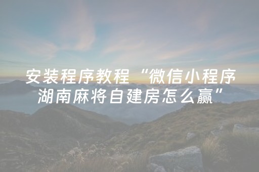 安装程序教程“微信小程序湖南麻将自建房怎么赢”（辅助神器免费)