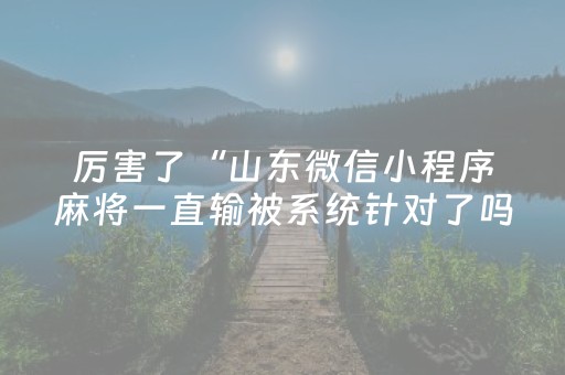 厉害了“山东微信小程序麻将一直输被系统针对了吗”（输赢规律)