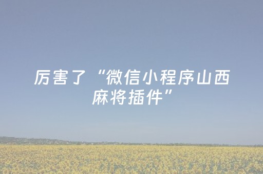 厉害了“微信小程序山西麻将插件”（辅助器通用版)