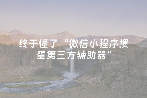 终于懂了“微信小程序掼蛋第三方辅助器”（免费辅助)