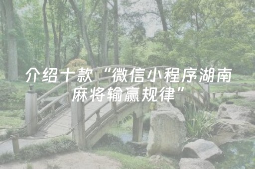 介绍十款“微信小程序湖南麻将输赢规律”（攻略插件)