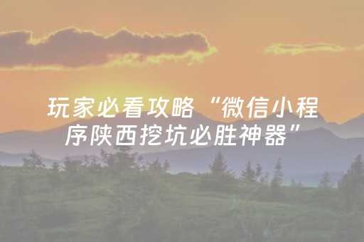 玩家必看攻略“微信小程序陕西挖坑必胜神器”（可以设置输赢吗)