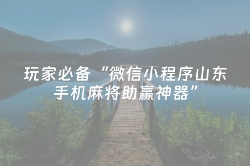 玩家必备“微信小程序山东手机麻将助赢神器”（万能开挂神器)