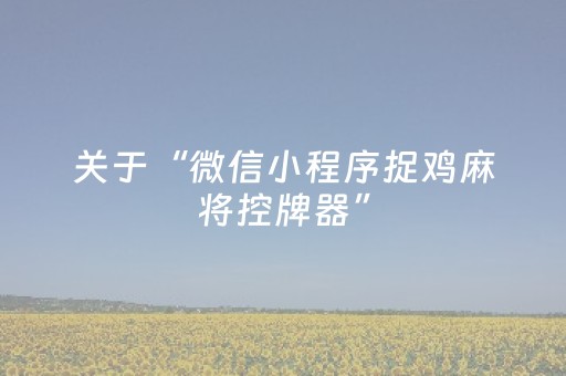 关于“微信小程序捉鸡麻将控牌器”（骗局大揭秘)