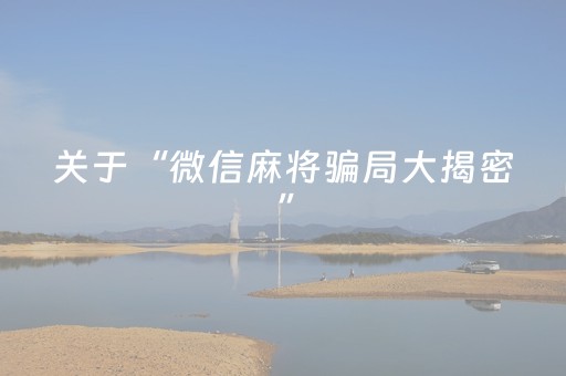 关于“微信麻将骗局大揭密”（助赢神器)