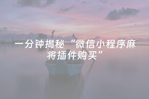 一分钟揭秘“微信小程序麻将插件购买”（必赢神器辅助器)