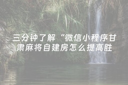 三分钟了解“微信小程序甘肃麻将自建房怎么提高胜率”（辅助神器免费)