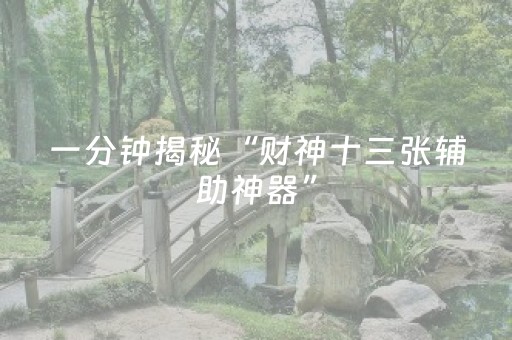 一分钟揭秘“财神十三张辅助神器”（怎么让系统给你发好牌)