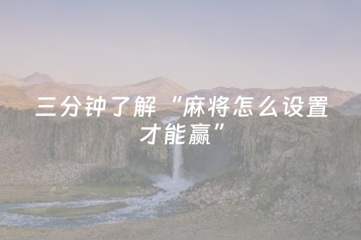 三分钟了解“麻将怎么设置才能赢”（提高胜率软件)