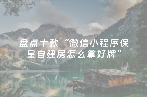 盘点十款“微信小程序保皇自建房怎么拿好牌”（控牌神器)