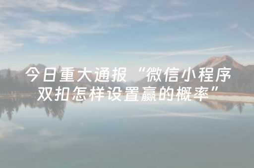 今日重大通报“微信小程序双扣怎样设置赢的概率”（怎么能让牌好一点)