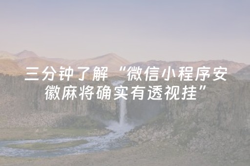 三分钟了解“微信小程序安徽麻将确实有透视挂”（输赢规律)