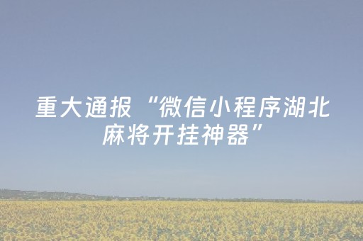 重大通报“微信小程序湖北麻将开挂神器”（发牌有什么规律吗)