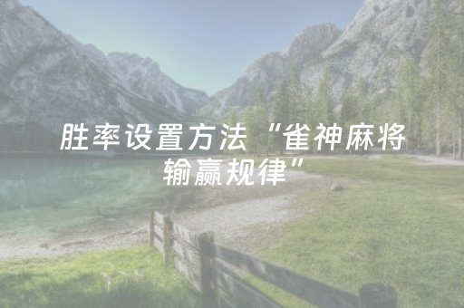 胜率设置方法“雀神麻将输赢规律”（怎么提高胜率)