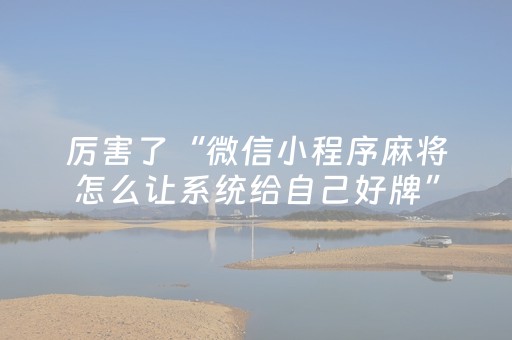 厉害了“微信小程序麻将怎么让系统给自己好牌”（如何让系统发好牌)
