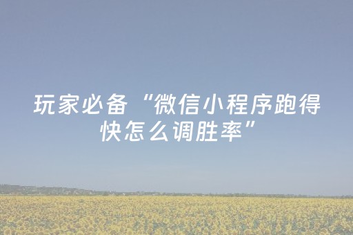 玩家必备“微信小程序跑得快怎么调胜率”（辅助软件)