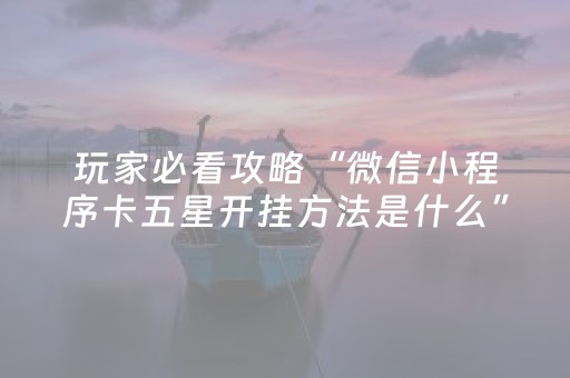 玩家必看攻略“微信小程序卡五星开挂方法是什么”（装挂怎么安装)