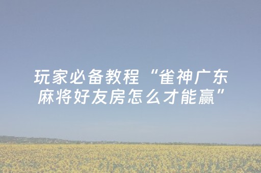 玩家必备教程“雀神广东麻将好友房怎么才能赢”（辅助器下载)