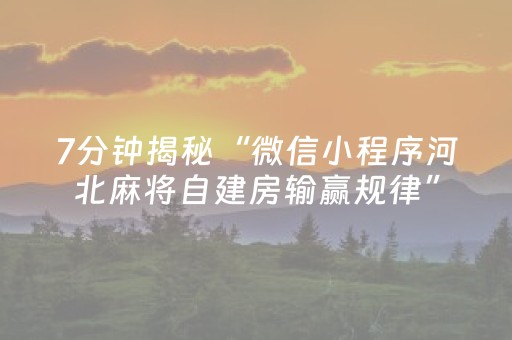7分钟揭秘“微信小程序河北麻将自建房输赢规律”（开挂辅助插件)