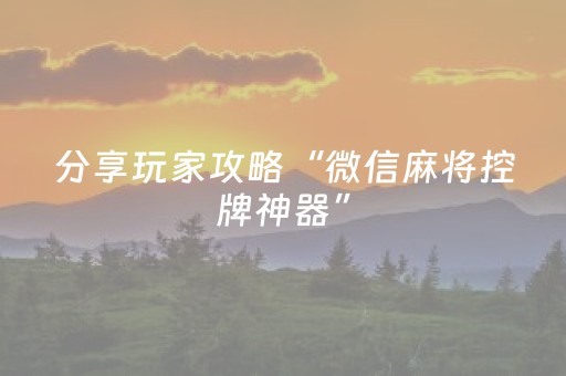 分享玩家攻略“微信麻将控牌神器”（开挂神器下载)