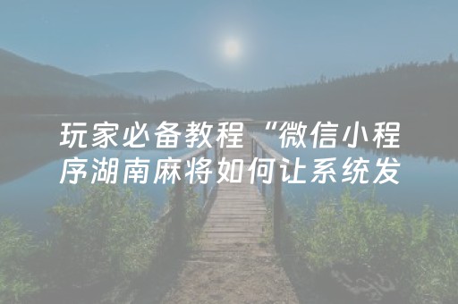 玩家必备教程“微信小程序湖南麻将如何让系统发好牌”（免费辅助)