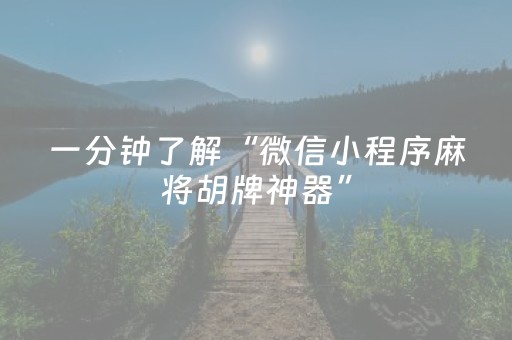 一分钟了解“微信小程序麻将胡牌神器”（控牌神器)