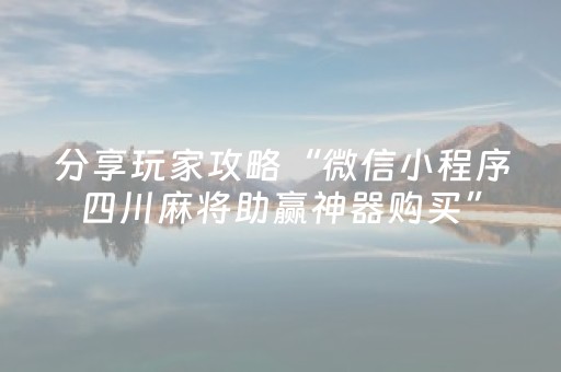 分享玩家攻略“微信小程序四川麻将助赢神器购买”（AI辅助胡牌规则)