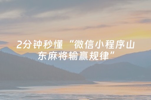 2分钟秒懂“微信小程序山东麻将输赢规律”（万能开挂器)