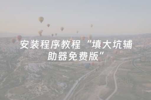安装程序教程“填大坑辅助器免费版”（插件可信吗)