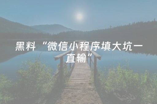 黑料“微信小程序填大坑一直输”（好友房怎么才能赢)