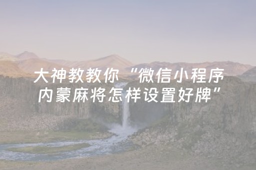 大神教教你“微信小程序内蒙麻将怎样设置好牌”（免费专用神器)